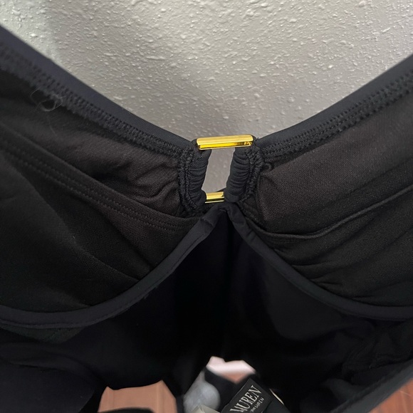 New Lauren Ring-Front One-Piece in Black Size 6 - Picture 10 of 11